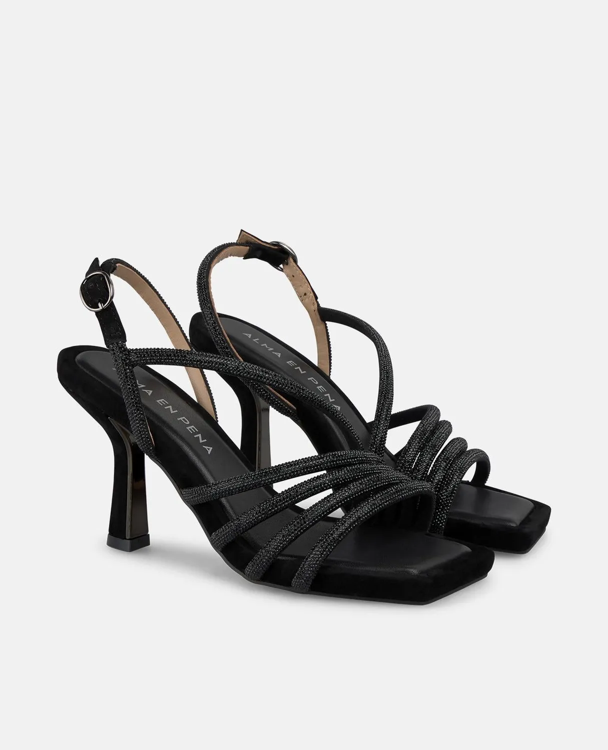 Alma en Pena I250082 sandales noir strass talon 9 cm