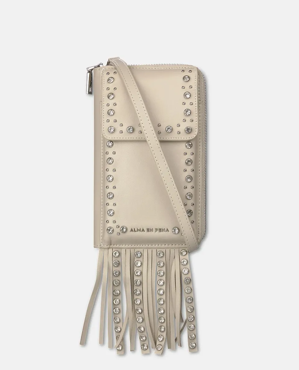 Alma en Pena Natalia sac portefeuille cuir gris clouté