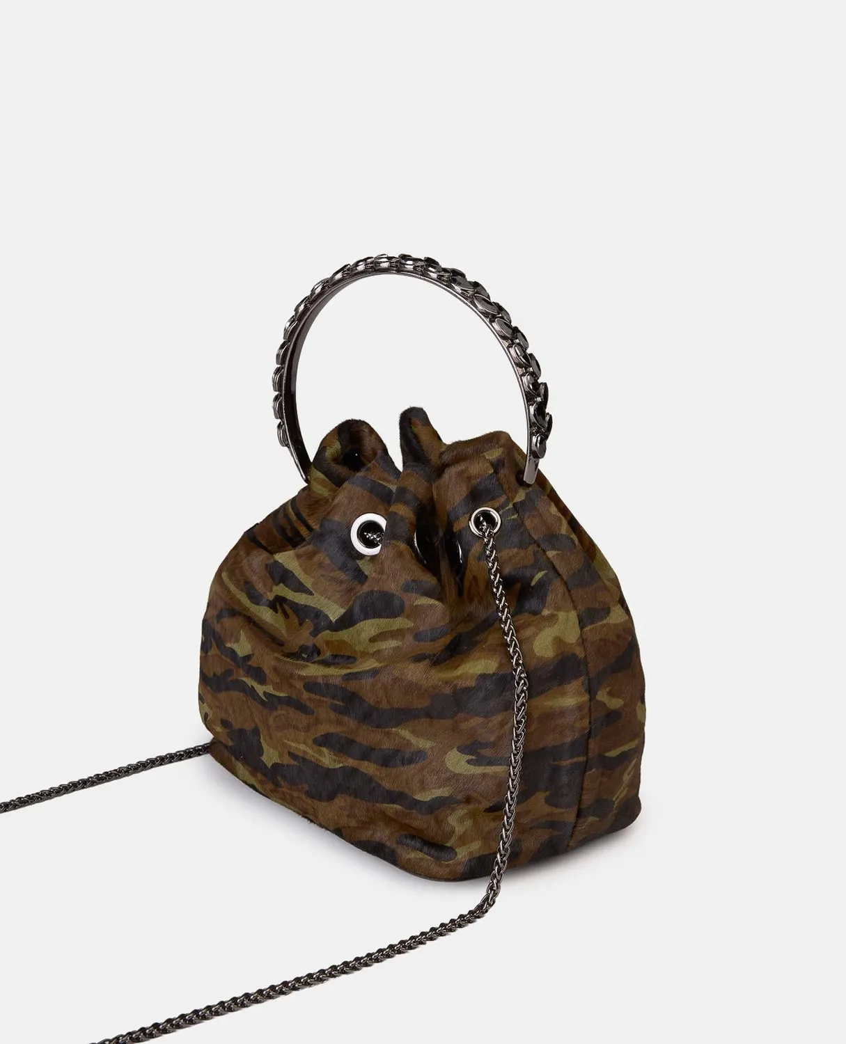 Alma en Pena BG110 sac seau cuir vert bandoulière