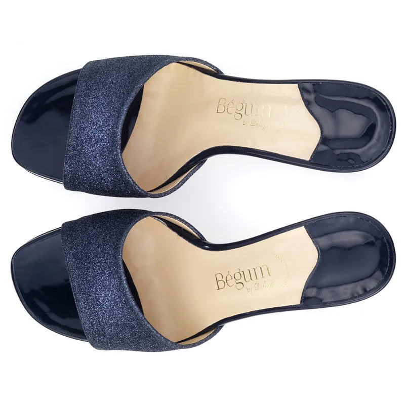 Bégum Paris Miami mule bleu nuit talon 8 cm