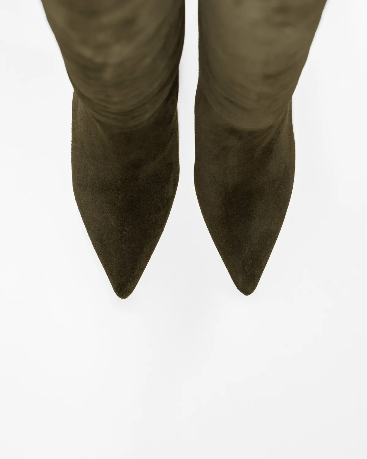 Mi/Mai Coco Kaki Suede bottes daim kaki talon aiguille