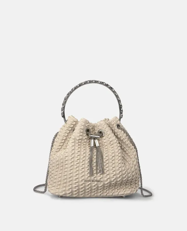Alma en Pena V26BG057 sac seau cuir gris relief