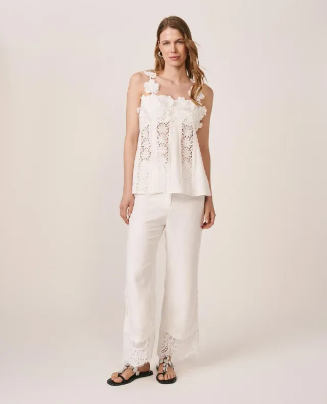 Alma en Pena V26CL1621 pantalon blanc lin