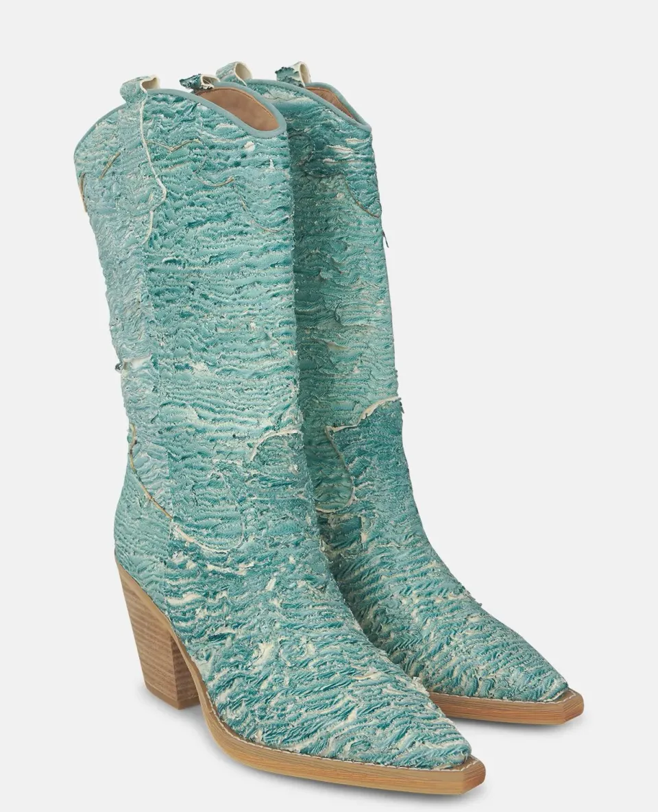 Alma en Pena V250131 bottes aqua cuir brodé talon 8 cm