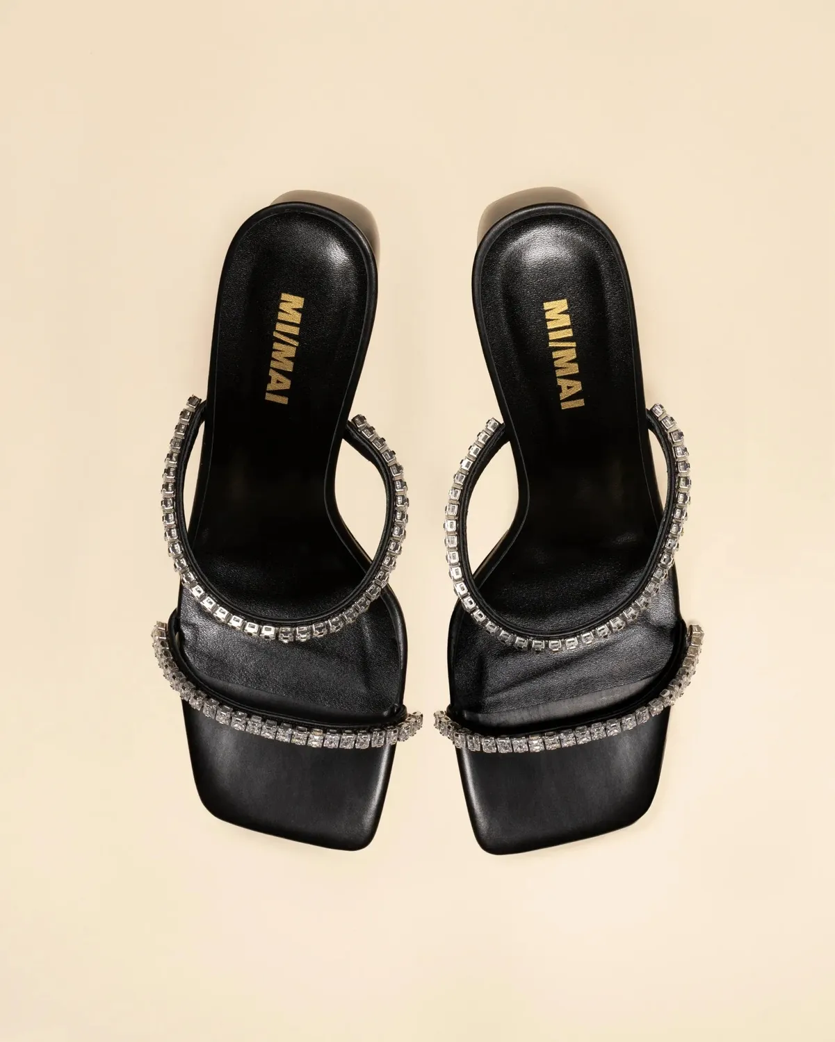 Mi/Mai Tilda High Black Crystals sandales strass noir talon 8cm