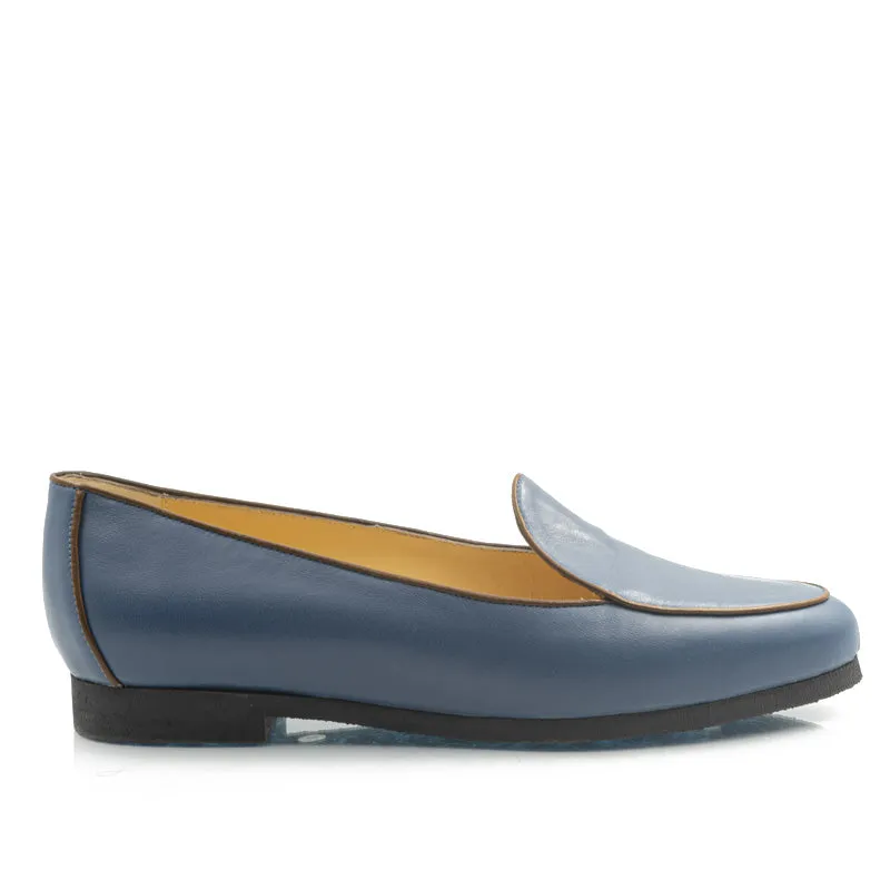 Bégum Paris Flocon ballerines bleu acier cuir