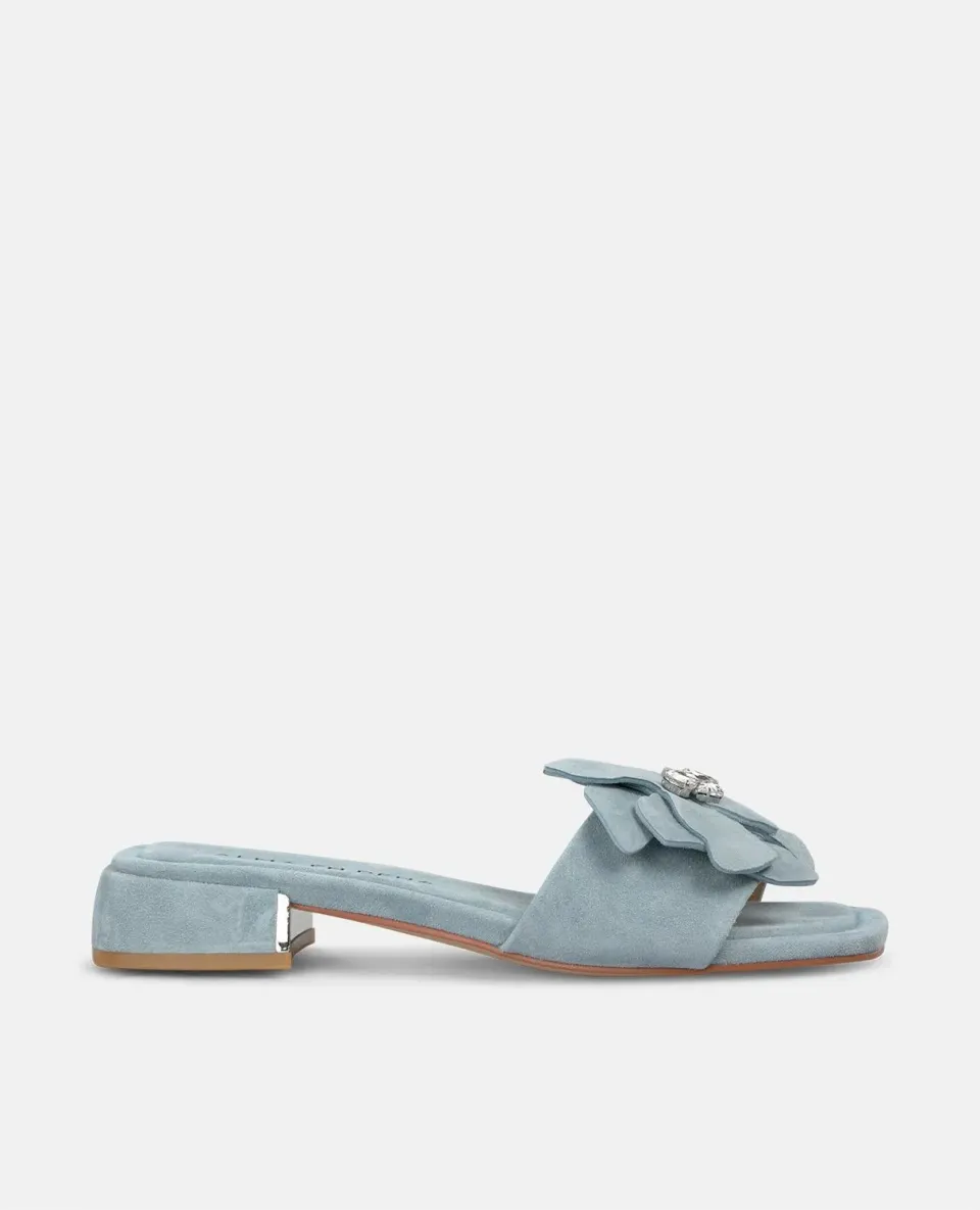 Alma en Pena V251944 sandales plates cuir bleu fleur