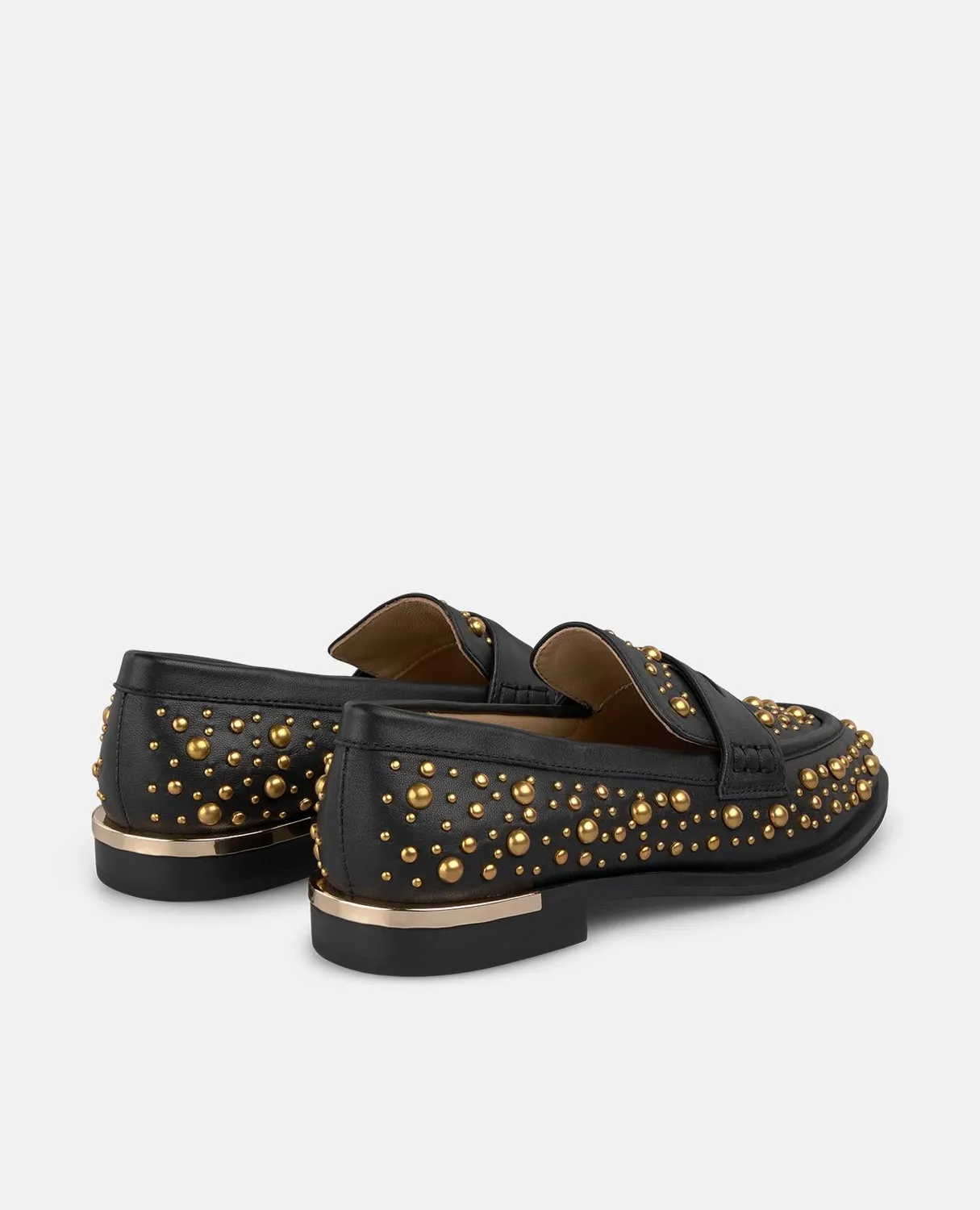 Alma en Pena I250200 mocassins noir cuir clous strass 2,5 cm