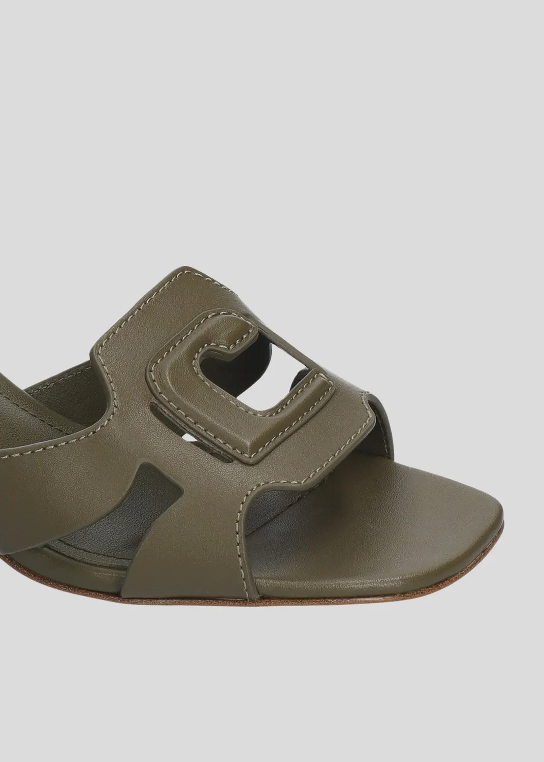Lola Cruz Cuirine sandales à talon kaki