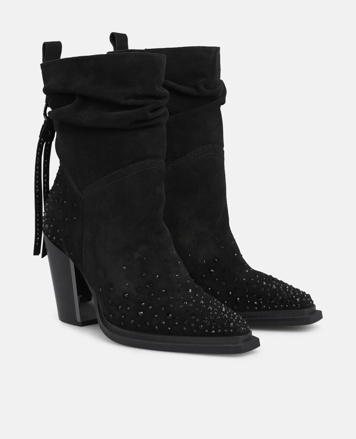 Alma en Pena I250707 bottine talon noir franges