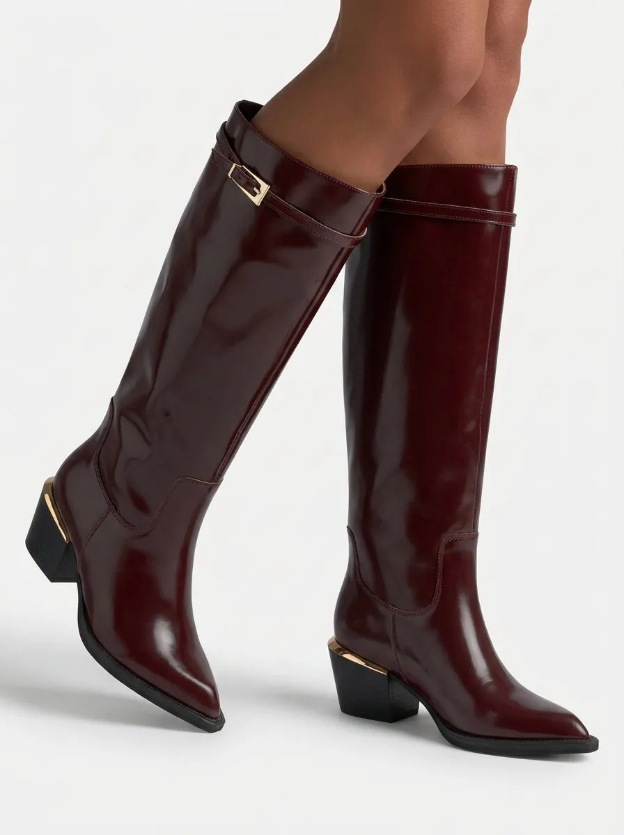 Alma en Pena I260614 bottes hautes cuir bordeaux talon 6 cm