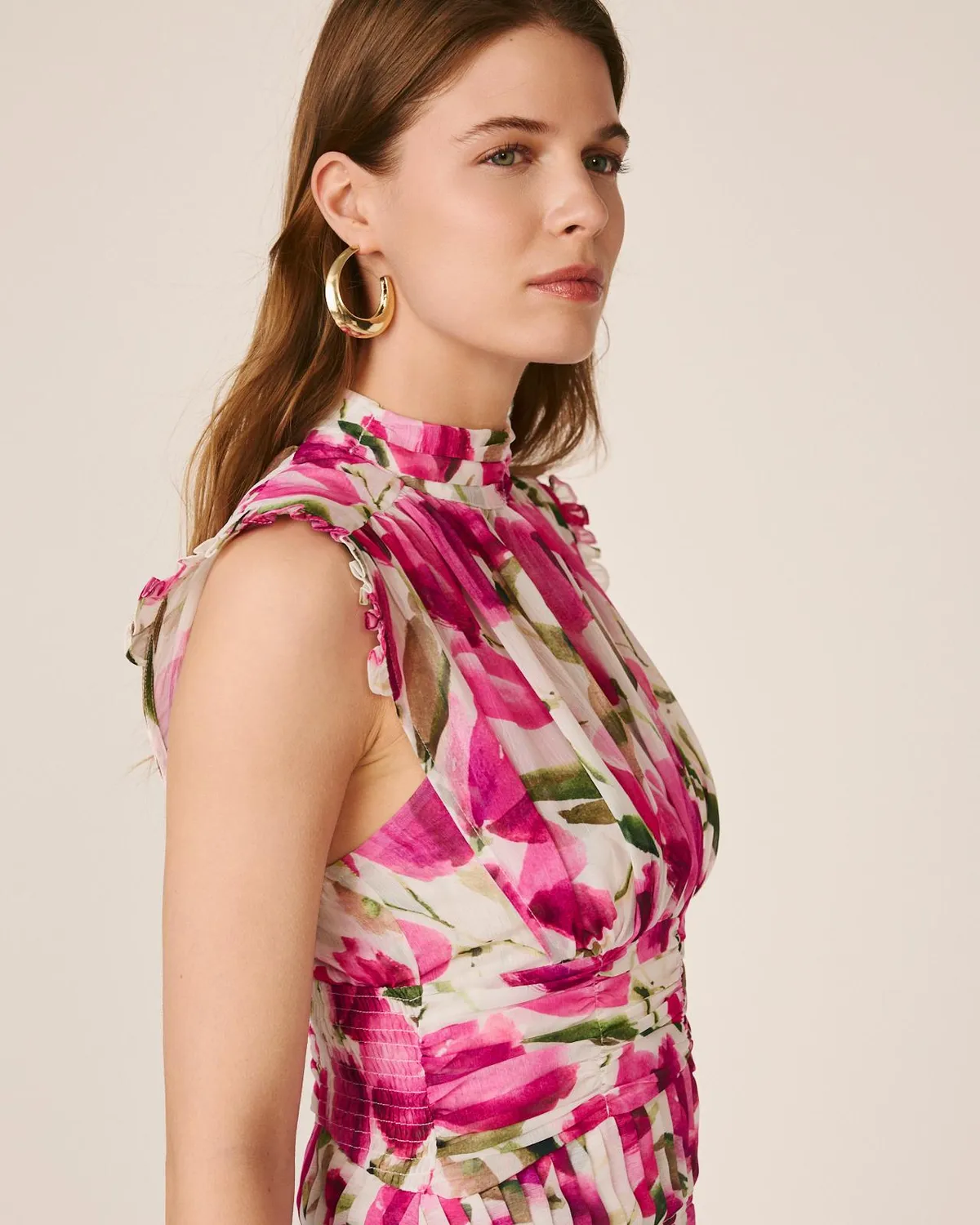 Alma en Pena V26CL0106 robe courte col montant rose