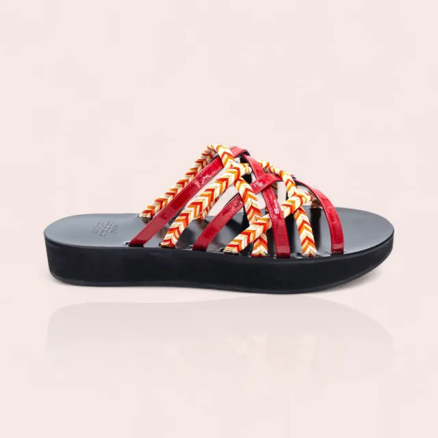 Karine Arabian Drew mule compensée cuir rouge 25 mm
