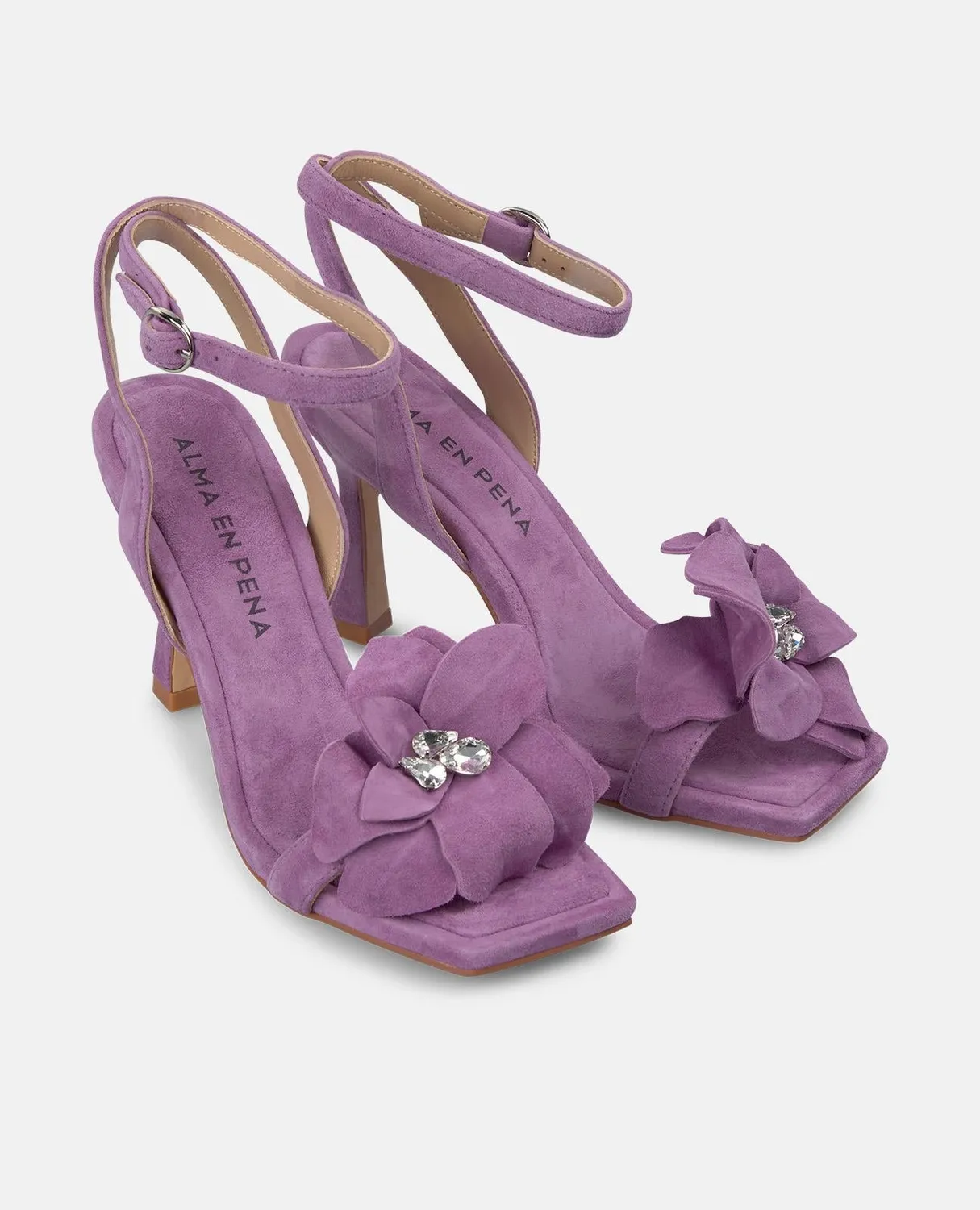 Alma en Pena V250846 sandales cuir violet fleur 9 cm