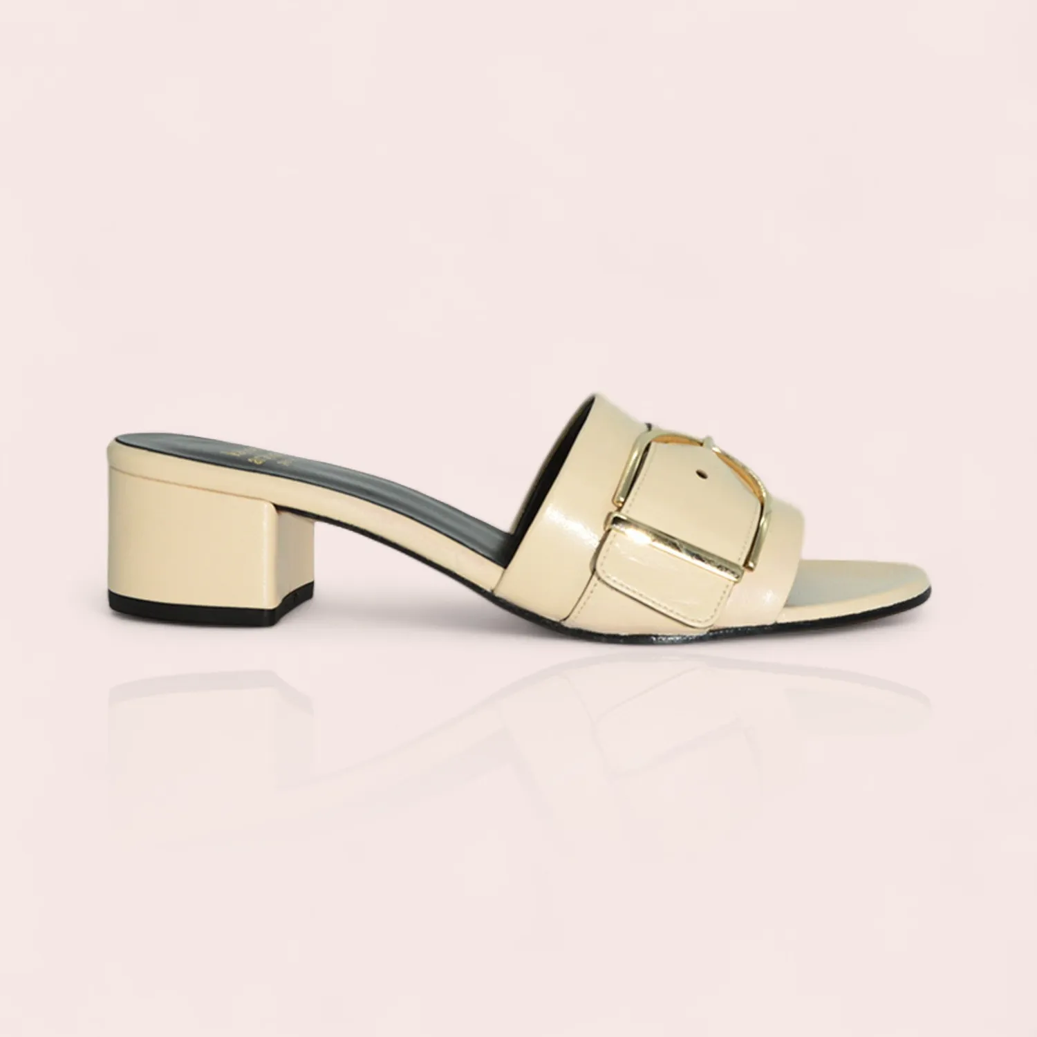 Karine Arabian Brigitte mule cuir noir talon 50 mm