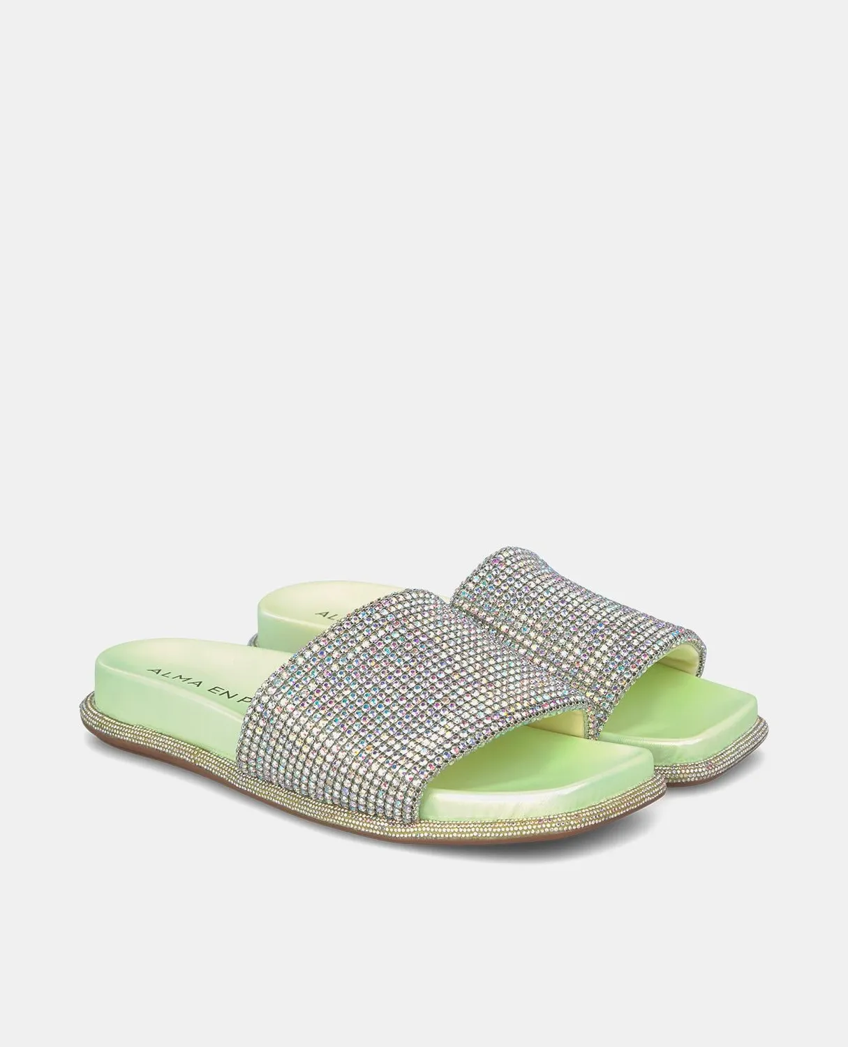 Alma en Pena V240880 sandales vertes plates strass