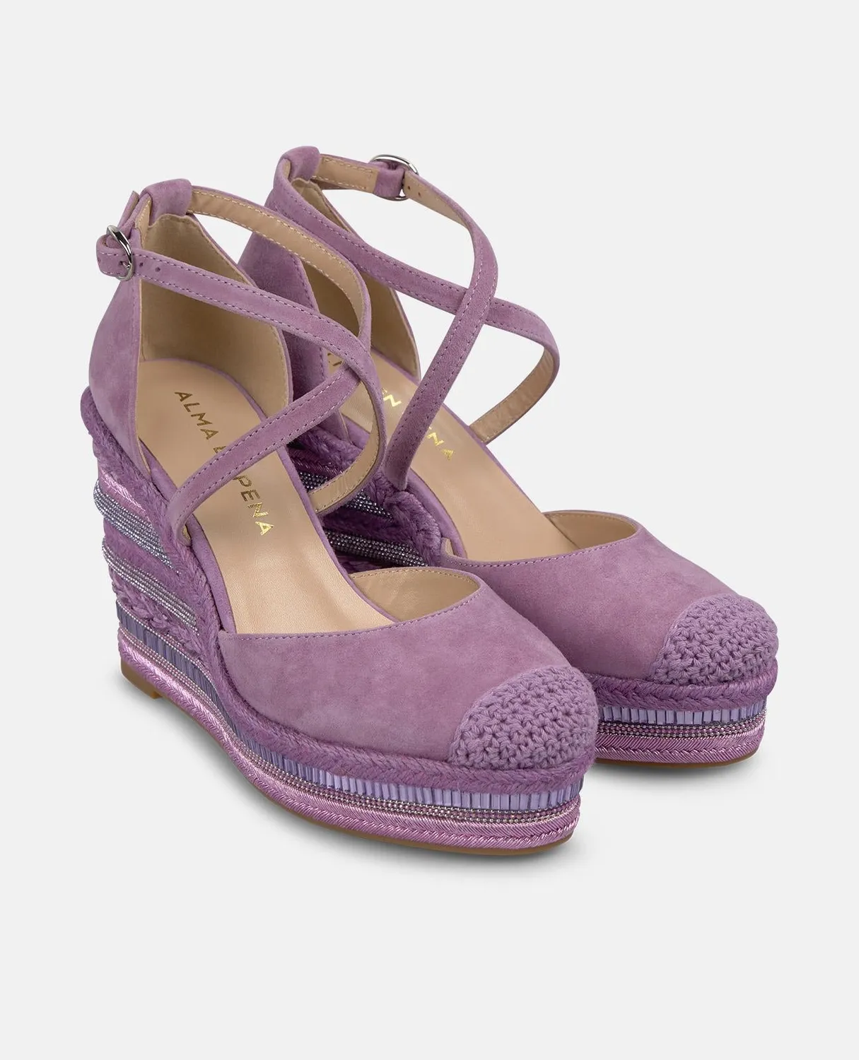 Alma en Pena V251016 compensées violet cuir talon 9,8 cm