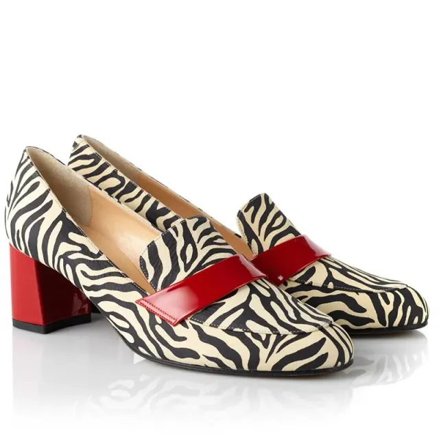 Bégum Paris Moscou mocassin zèbre rouge verni talon 5 cm