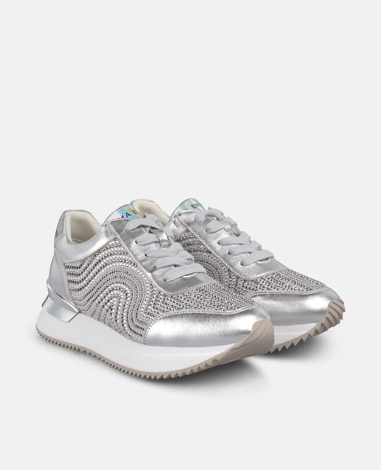 Alma en Pena I251503 sneakers argent strass plateforme 4,5 cm