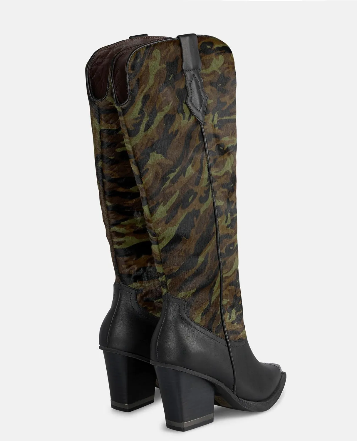 Alma en Pena I250856 bottes à talon vert cuir 8,5 cm