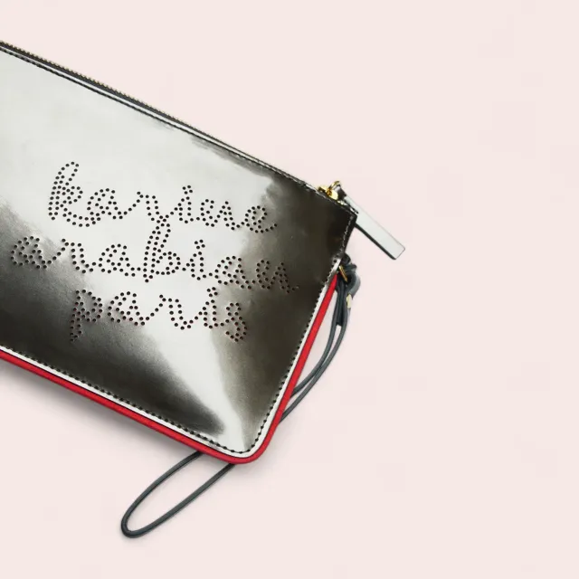 Karine Arabian Carie pochette cuir glacé acier