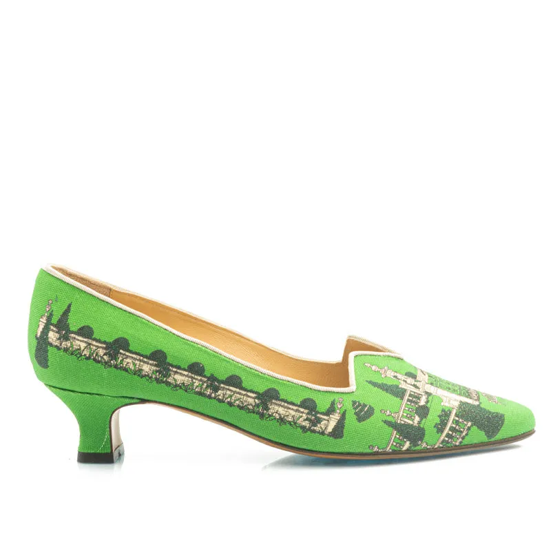 Bégum Paris Marquise Jardin de Brécy escarpins toile verte