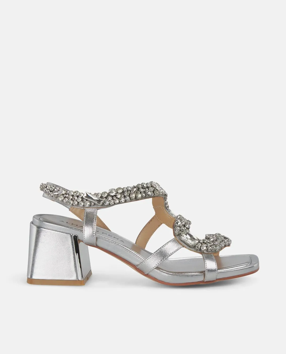 Alma en Pena V250977 mules à talon argenté serpent strass