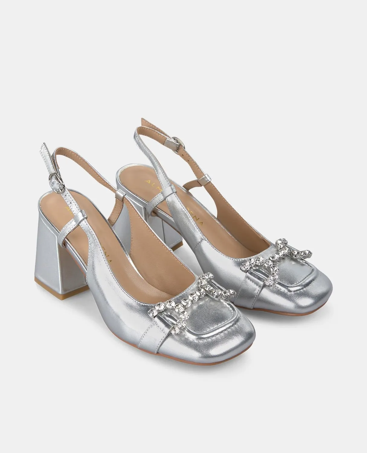 Alma en Pena V250551 escarpins argentés cuir talon 7,5 cm