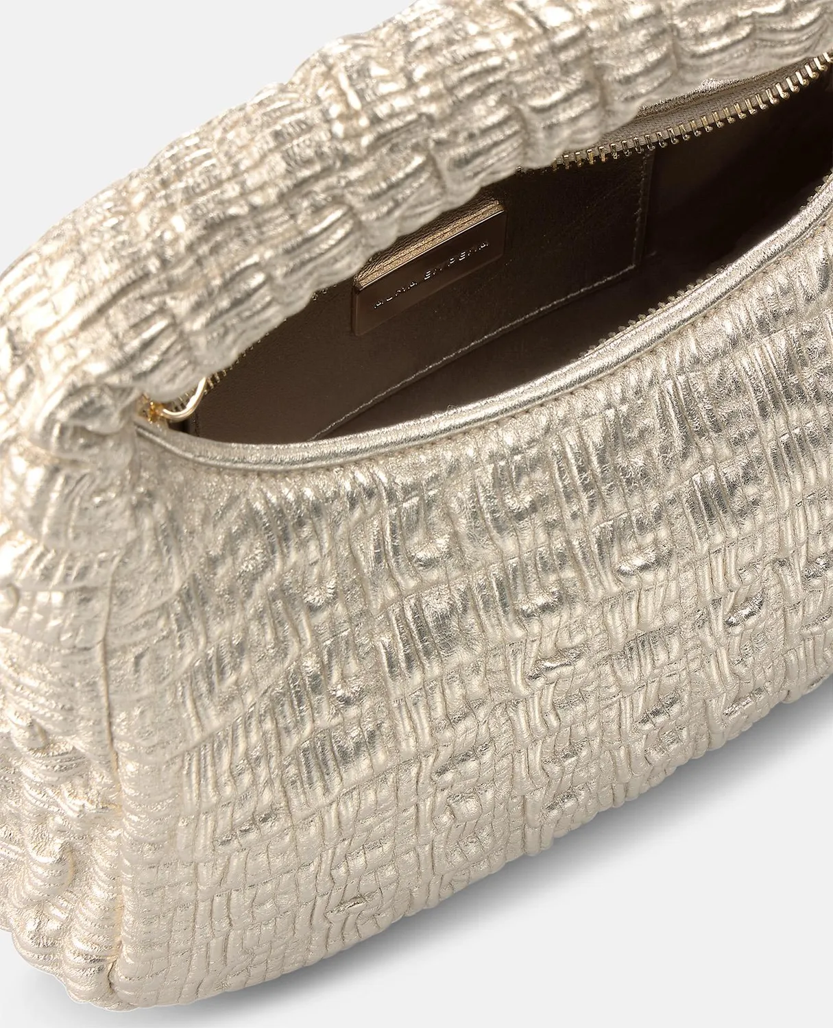 Alma en Pena V26BG024 sac bandoulière cuir doré relief