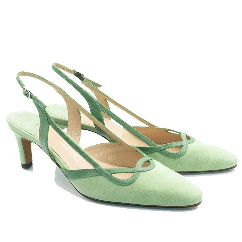 Bégum Paris Quito escarpins chèvre velours vert amande