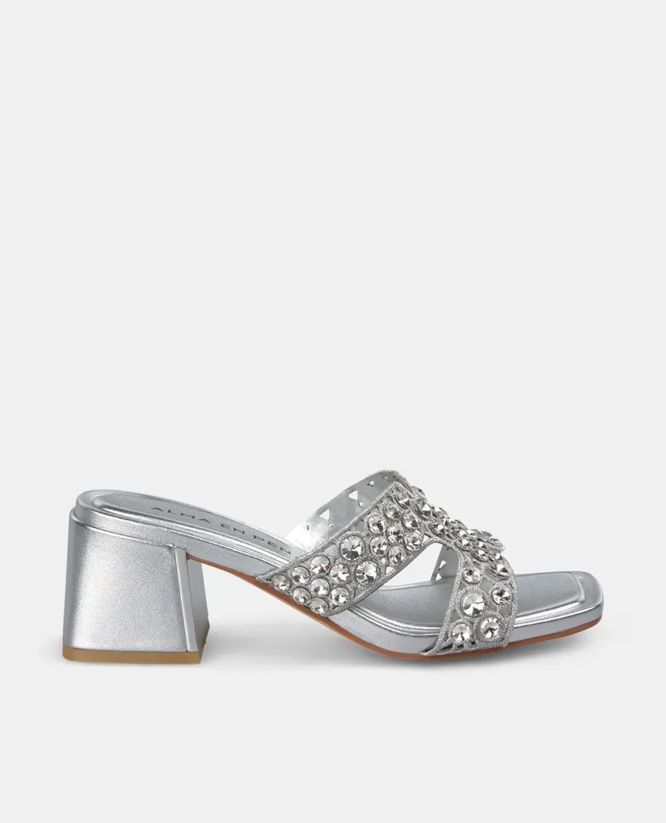 Alma en Pena V250978 sandales argenté strass talon 6 cm