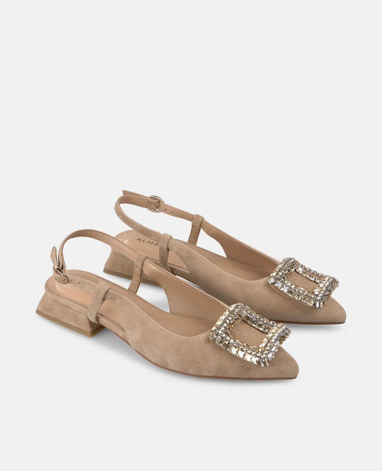 Alma En Pena V250480 chaussure plate beige boucle strass