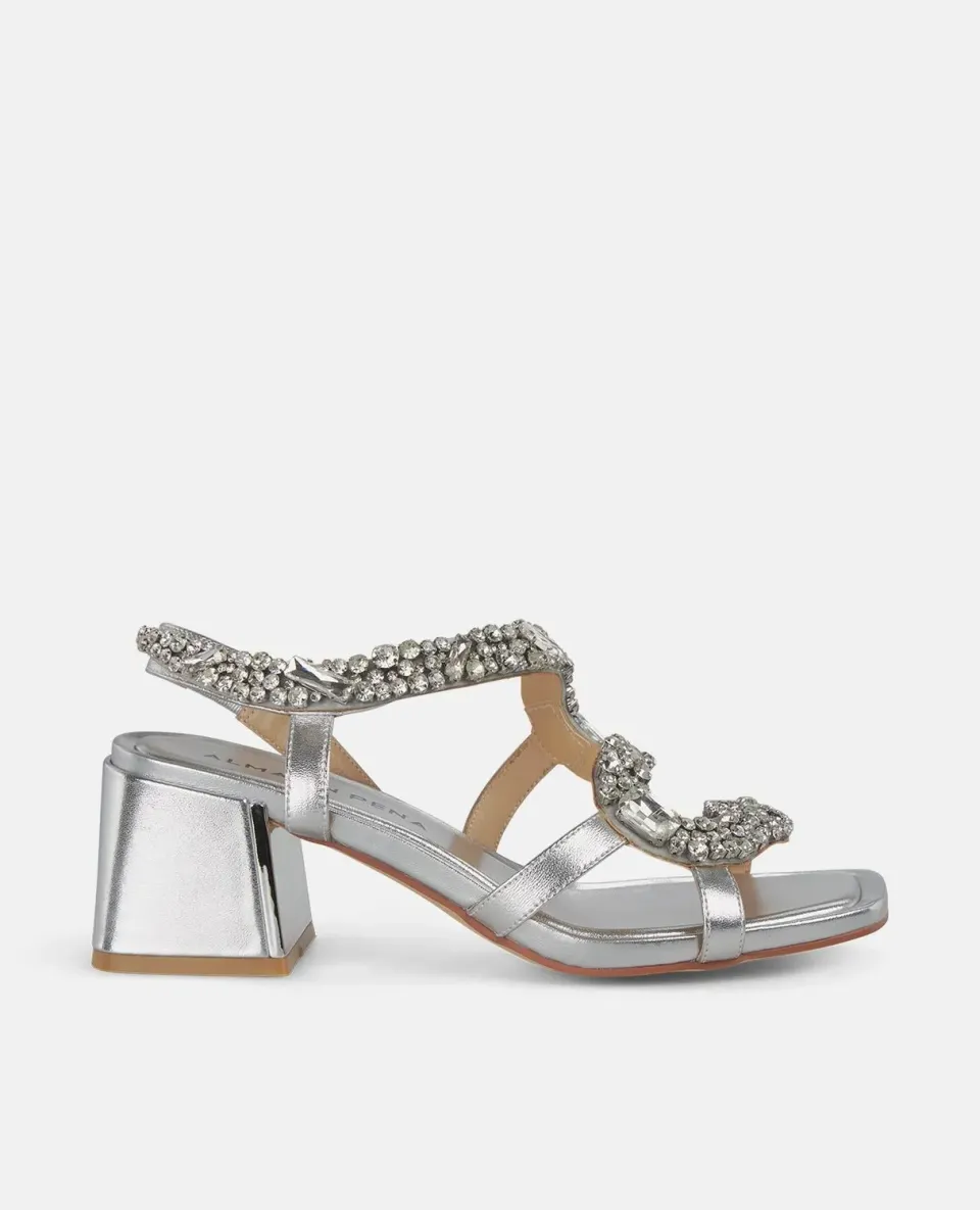 Alma en Pena V250977 mules à talon argenté serpent strass
