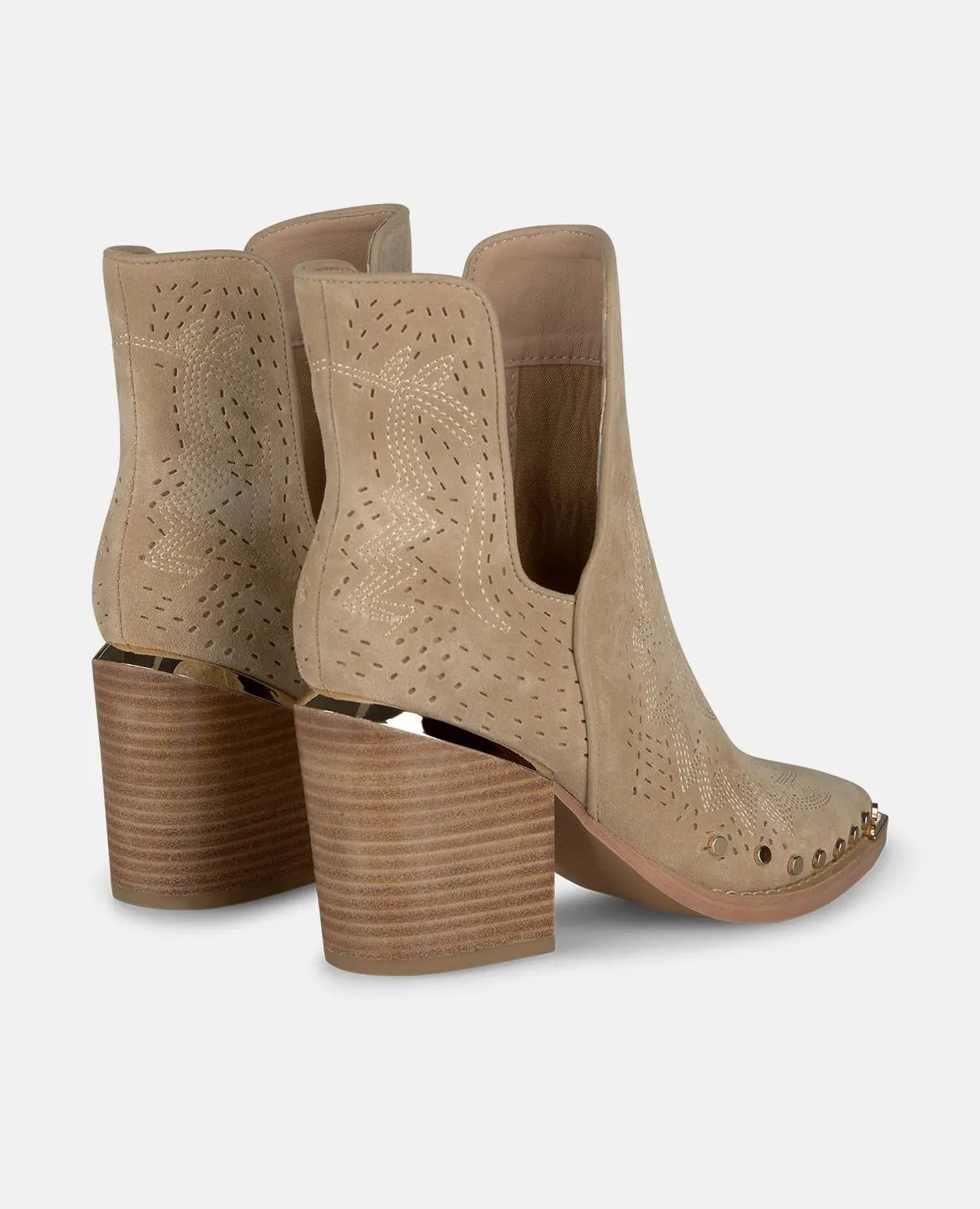 Alma en Pena V260105 bottine cowboy sable cuir talon 7cm