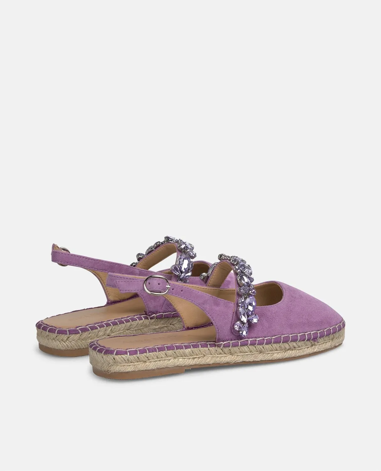 Alma en Pena V250253 espadrilles violettes cuir plates strass
