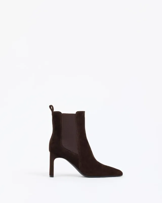 Mi/Mai Friso Chocolate Suede bottines daim chocolat talon haut