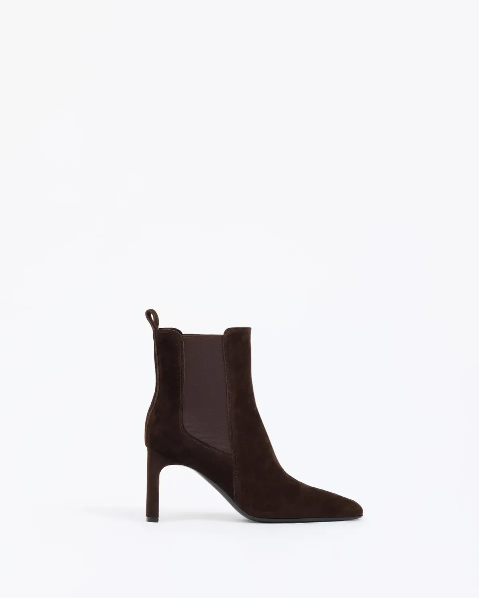 Mi/Mai Friso Chocolate Suede bottines daim chocolat talon haut