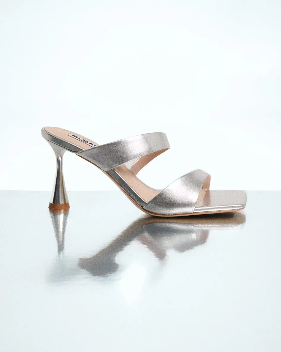Mi/Mai Tara Silver Nappa sandales cuir doré talon haut