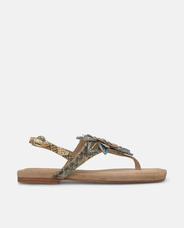 Alma en Pena V268437 sandales plates cuir sable fleur