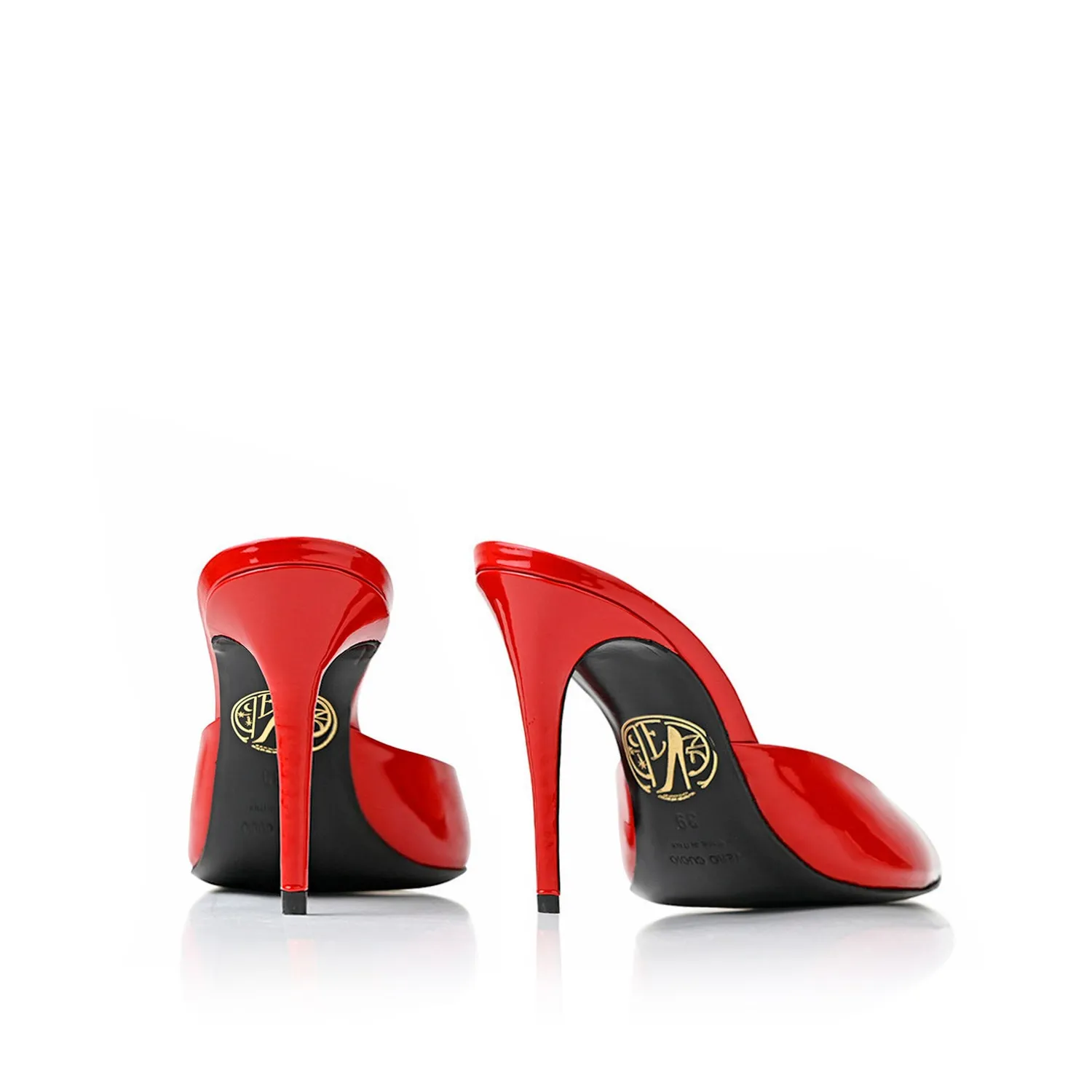 Maison Ernest Lux 85 mules rouges cuir vernis talon 8,5 cm