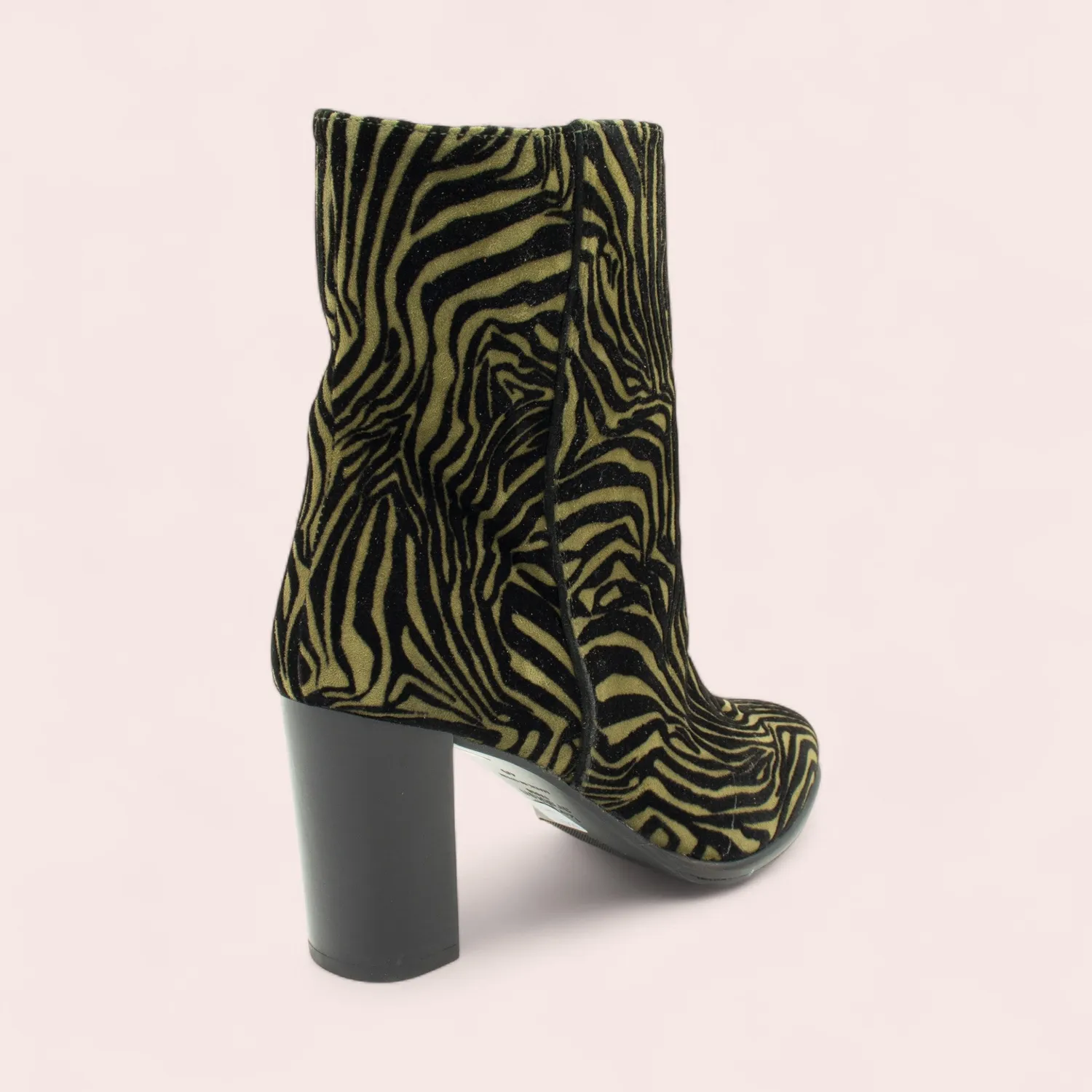 Karine Arabian Felma bottine zèbre kaki talon 70