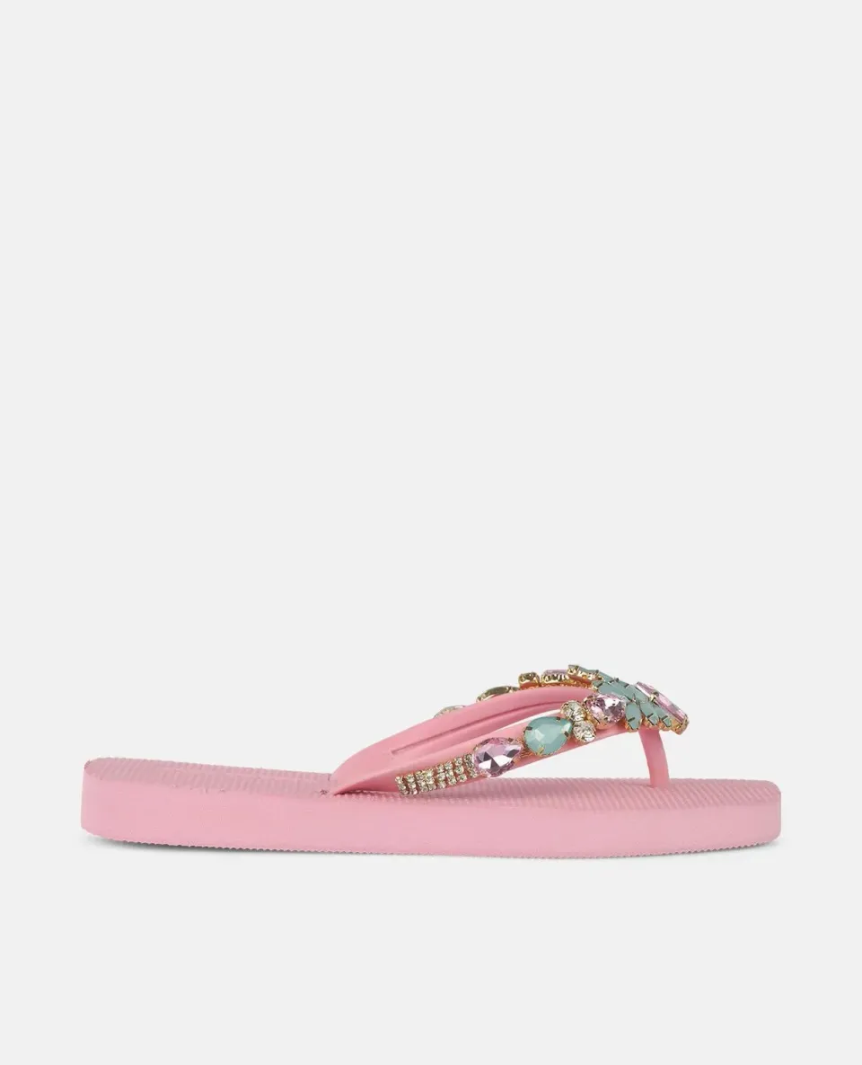 Alma en Pena V251990 tongs strass rose