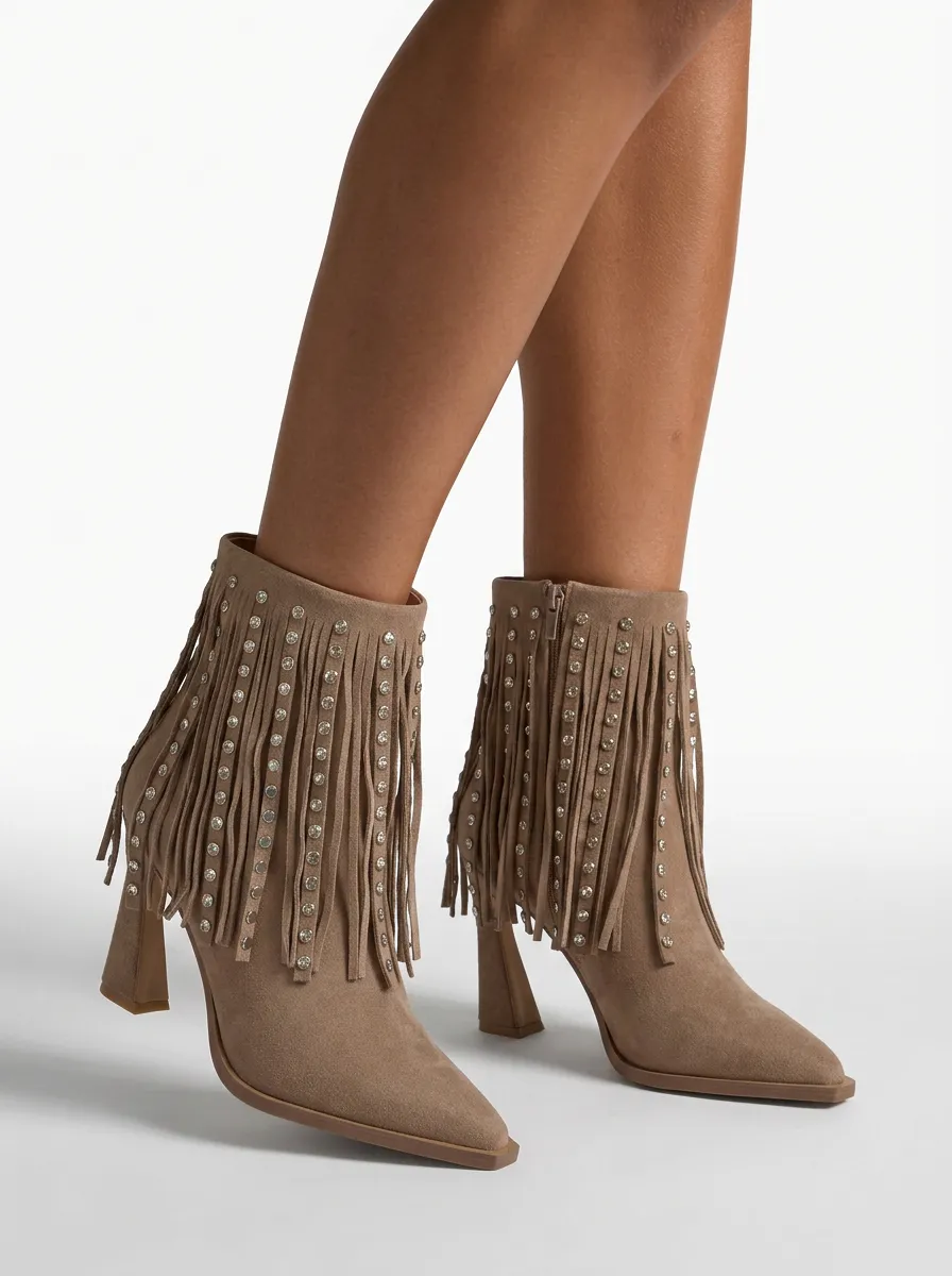 Alma en Pena I260444 bottines ante vison franges 9 cm