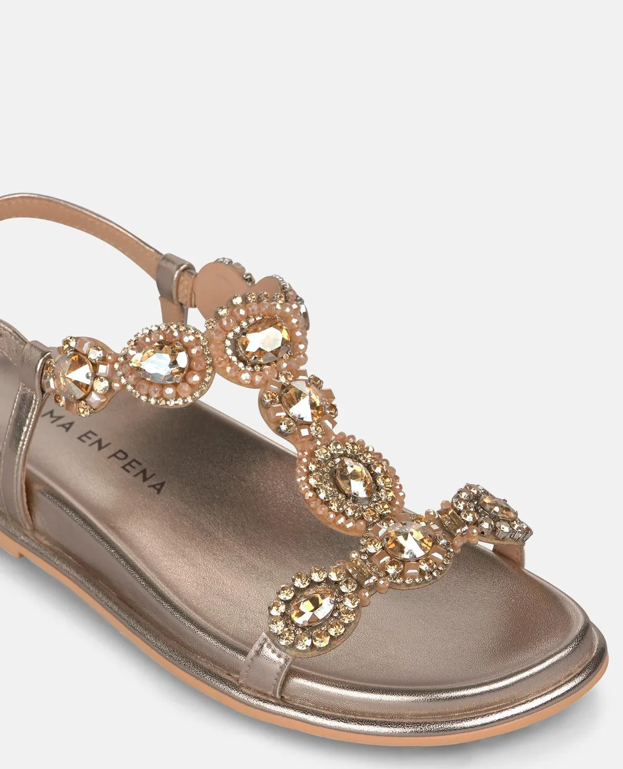 Alma en Pena V267106 sandales plates bronze strass