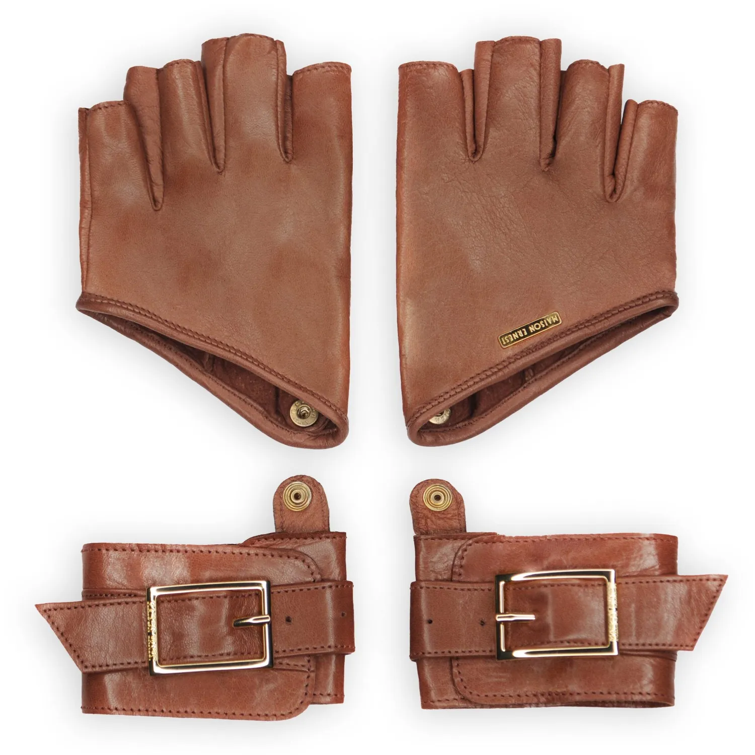 Maison Ernest Pulsion Cognac mitaines cuir mat