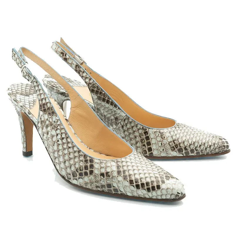 Bégum Paris Palma escarpin python bleu talon 8 cm