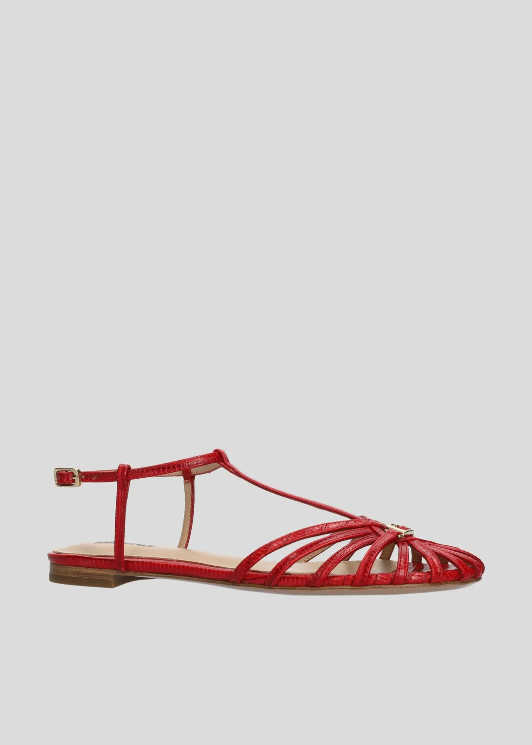Lola Cruz Tango Flats sandales plates rouge plat