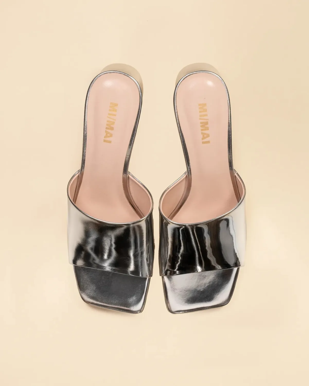 Mi/Mai Gemma Low Silver mules cuir argenté 5 cm