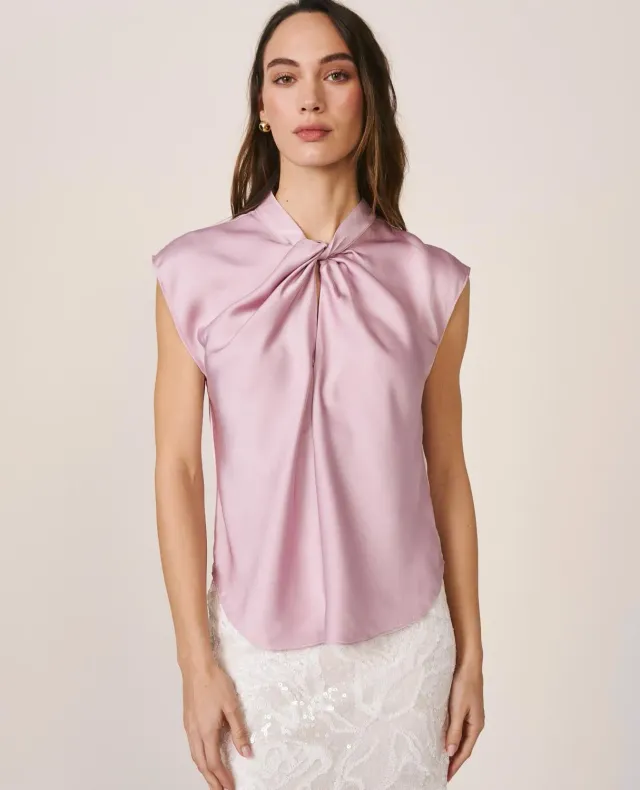 Alma en Pena V26CL0515 blouse satin lilas sans manches