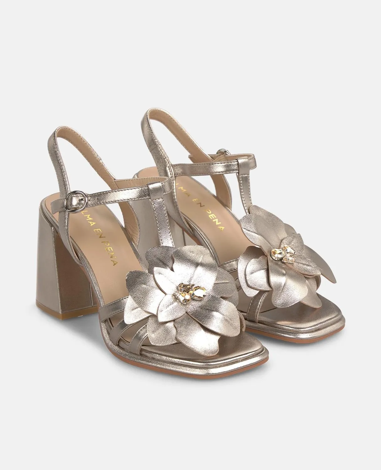 Alma en Pena V262500 sandales bronze fleur 9 cm